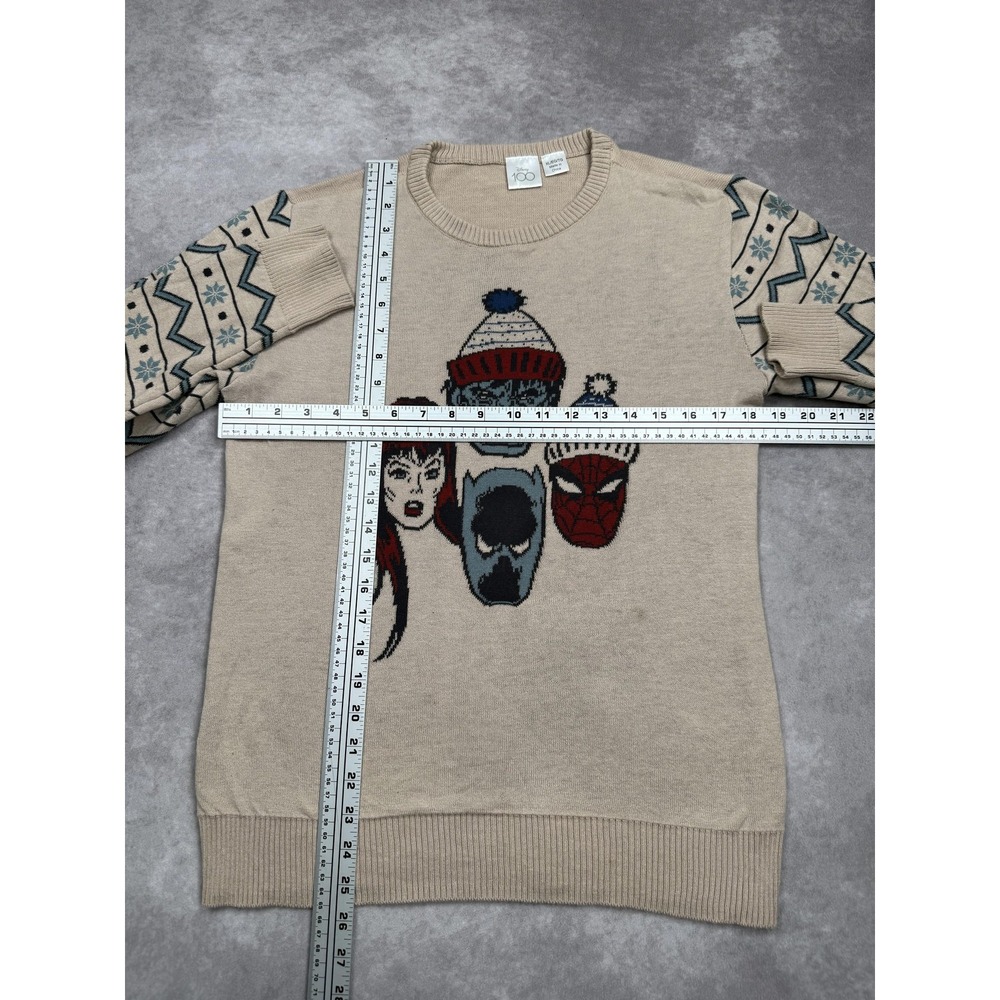 Disney Marvel Sweater WomensXL Beige Knit Spider Man Beast Holiday Crewneck 2023 - Picture 6 of 16
